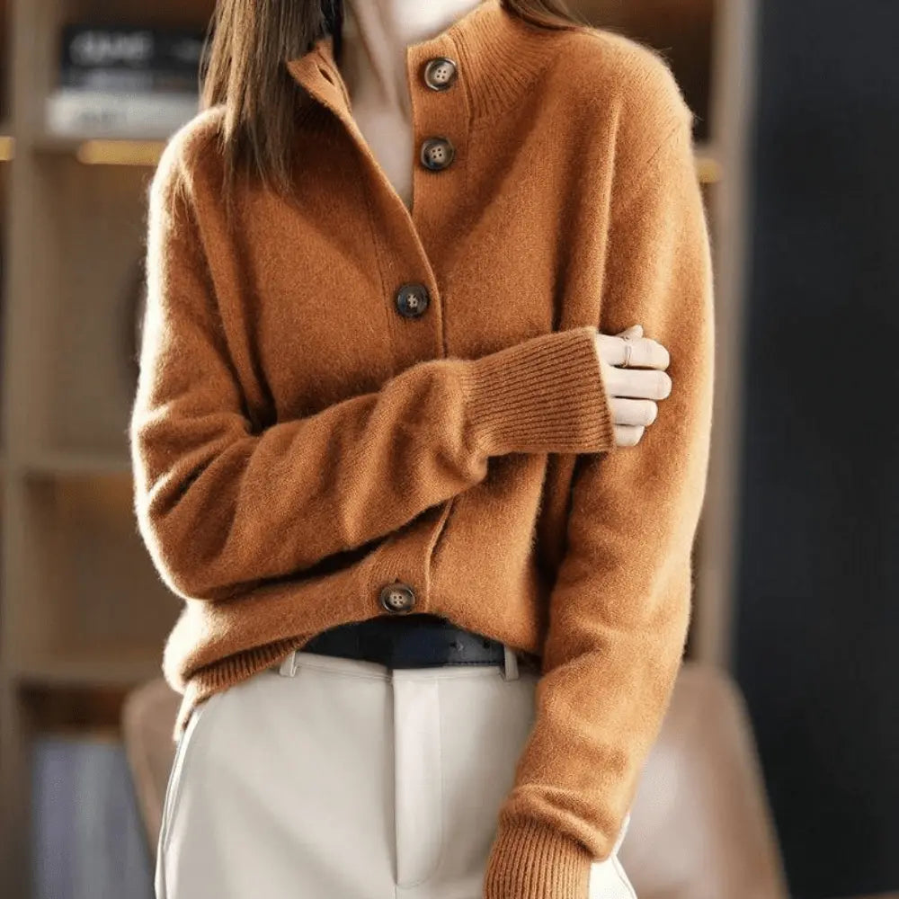 Juliet | Women's Cashmere Stand Collar Cardigan