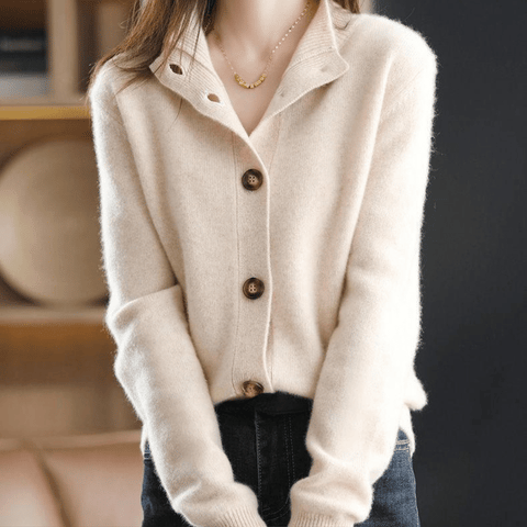 Juliet | Women's Cashmere Stand Collar Cardigan