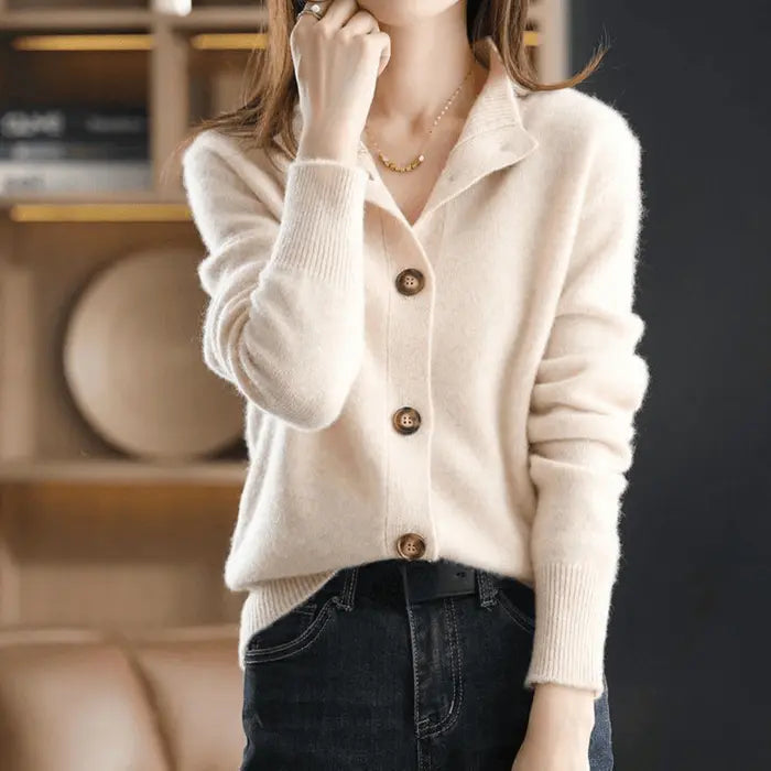 Juliet | Women's Cashmere Stand Collar Cardigan