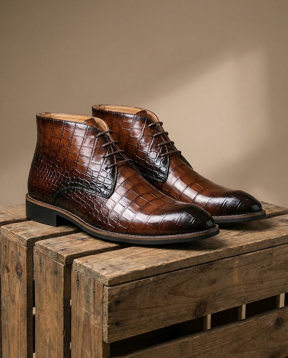 Lachlan | Men's Croc-Embossed Leather Boots