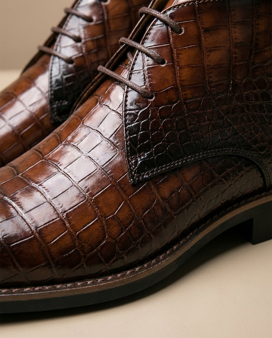 Lachlan | Men's Croc-Embossed Leather Boots
