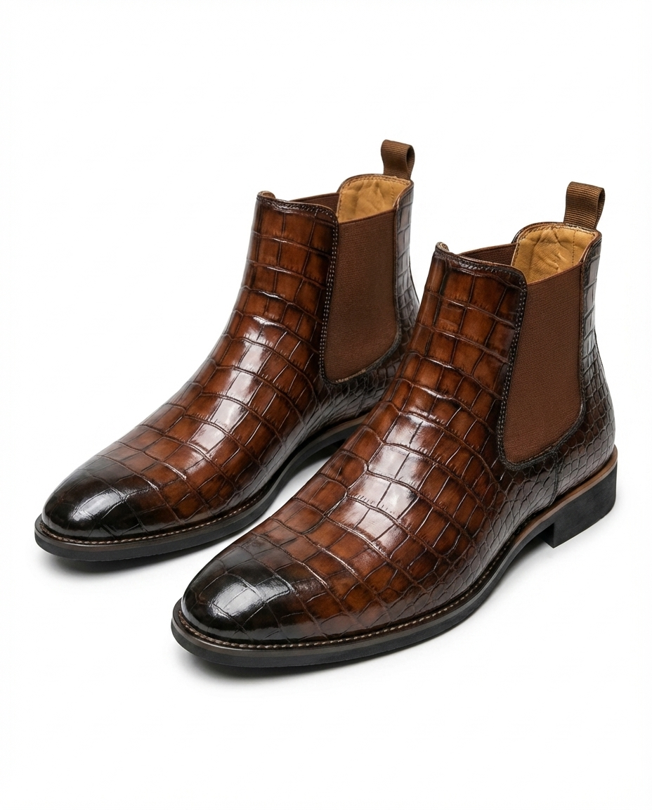 Lachlan | Men's Croc-Embossed Leather Boots
