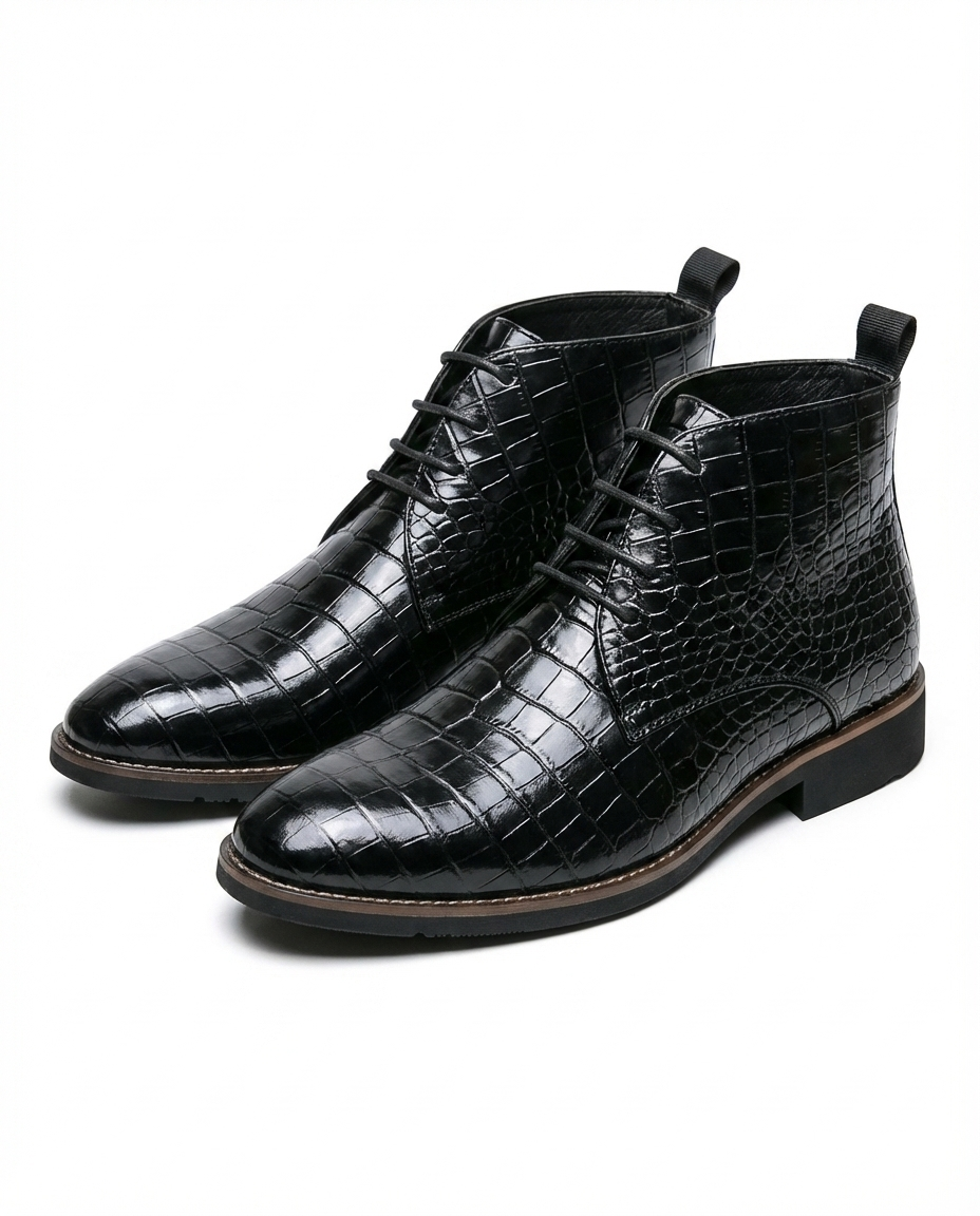Lachlan | Men's Croc-Embossed Leather Boots