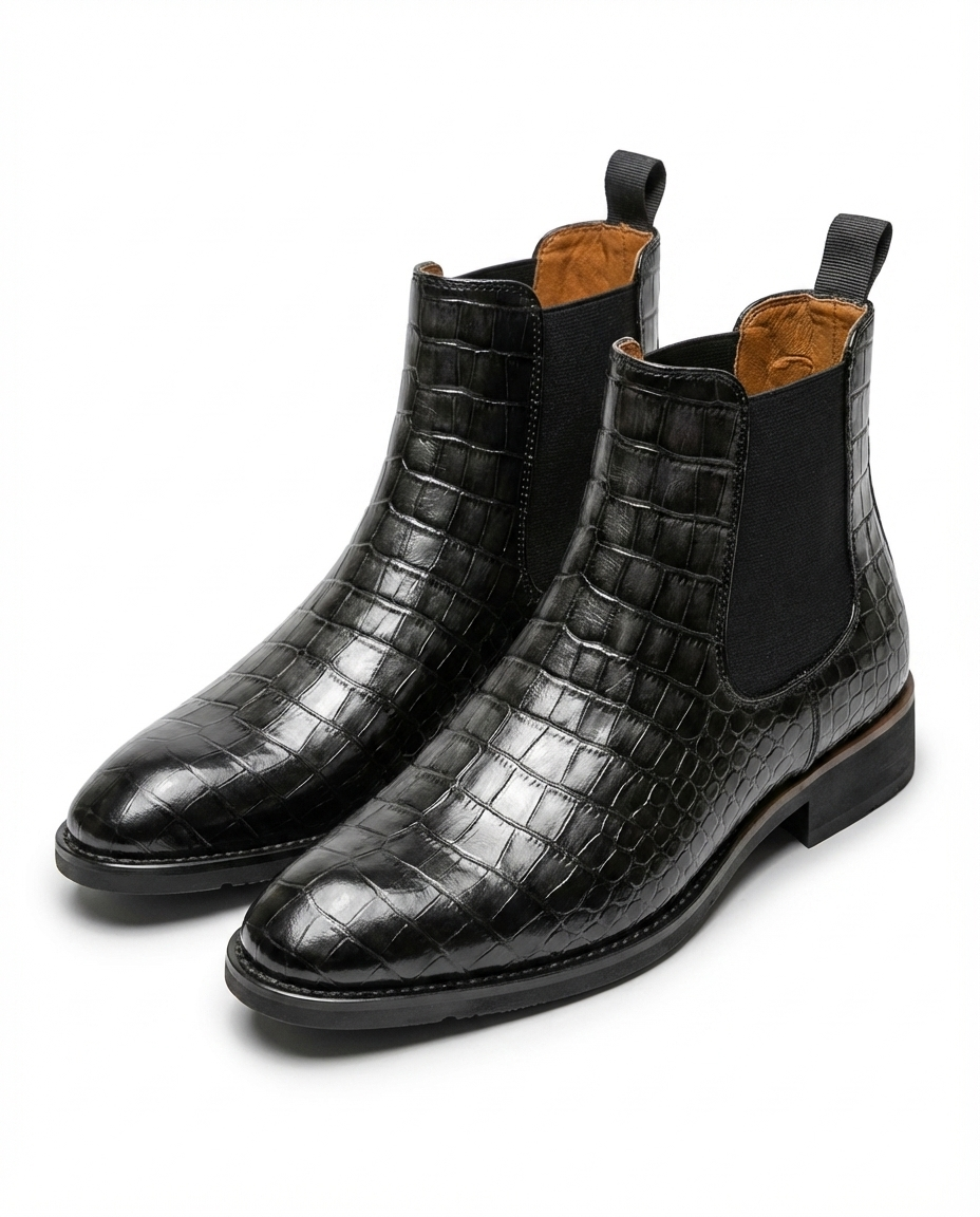 Lachlan | Men's Croc-Embossed Leather Boots