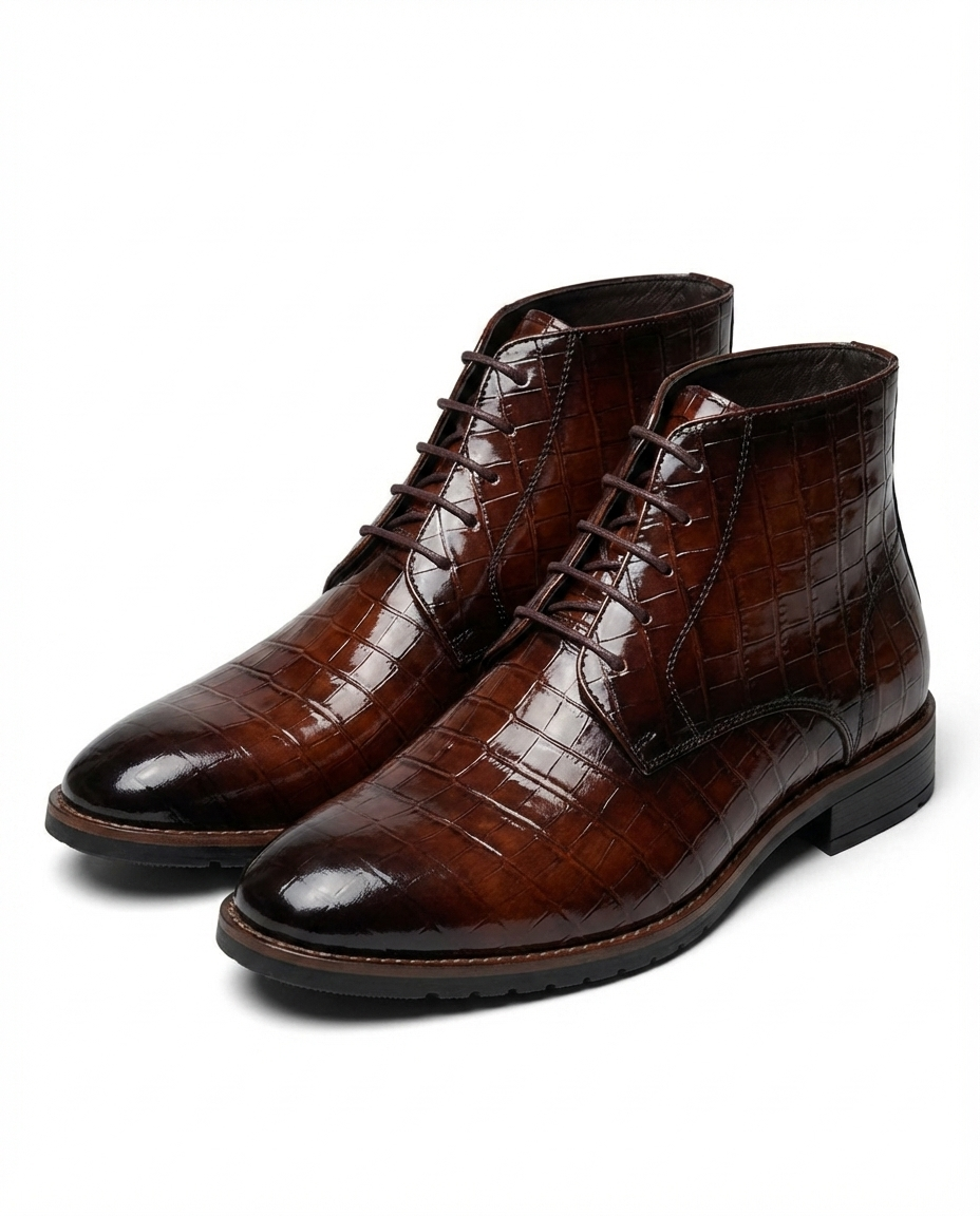 Lachlan | Men's Croc-Embossed Leather Boots