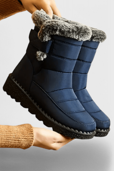Leonora | Women's Faux Fur Trim Quilted Snow Boots