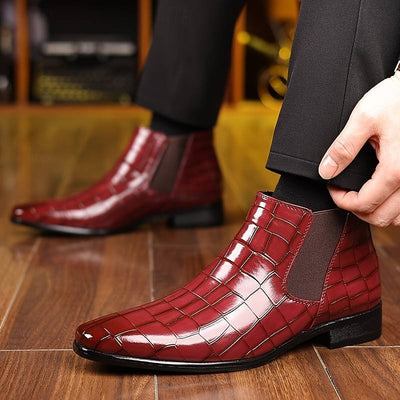 Lorcan | Men's Croc-Embossed Leather Chelsea Boots