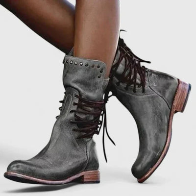 Lorelei | Women's Leather Lace-Up Mid-Calf Boots