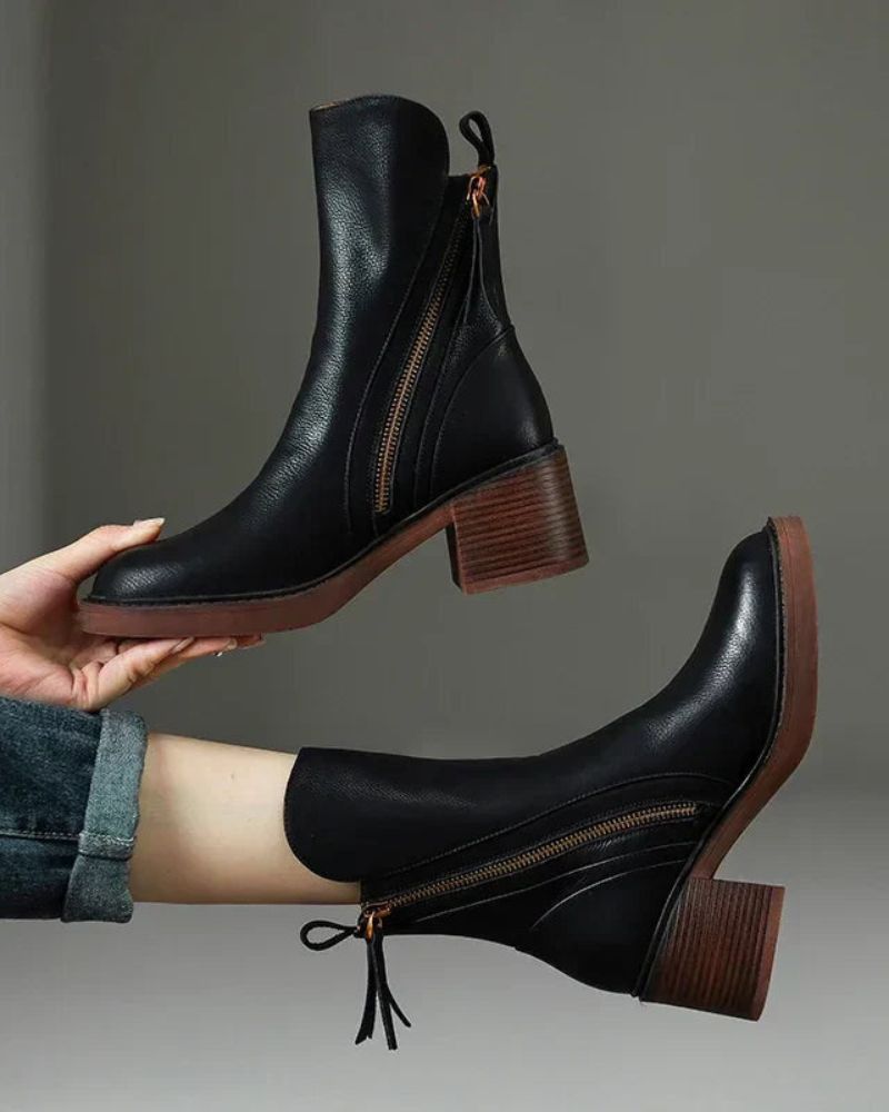 Maren | Women's Faux Leather Side Zip Ankle Boots
