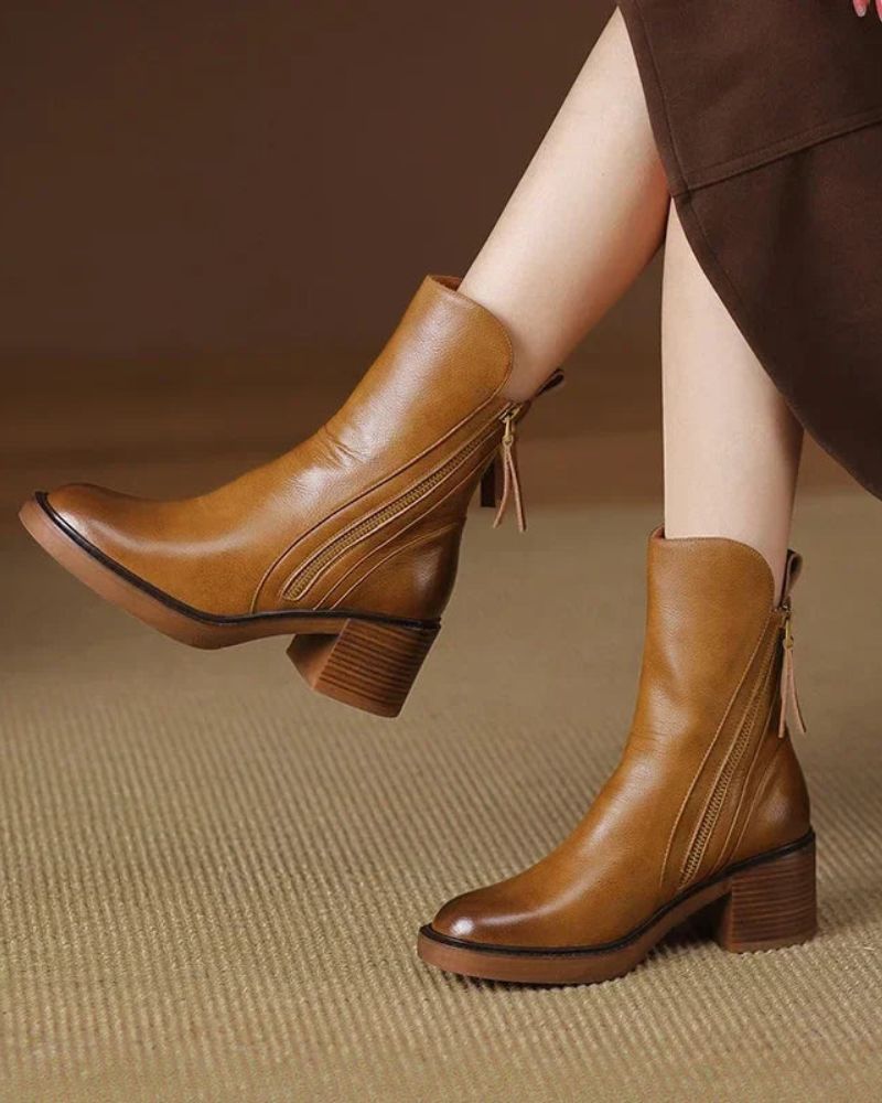 Maren | Women's Faux Leather Side Zip Ankle Boots