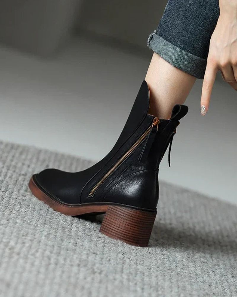 Maren | Women's Faux Leather Side Zip Ankle Boots