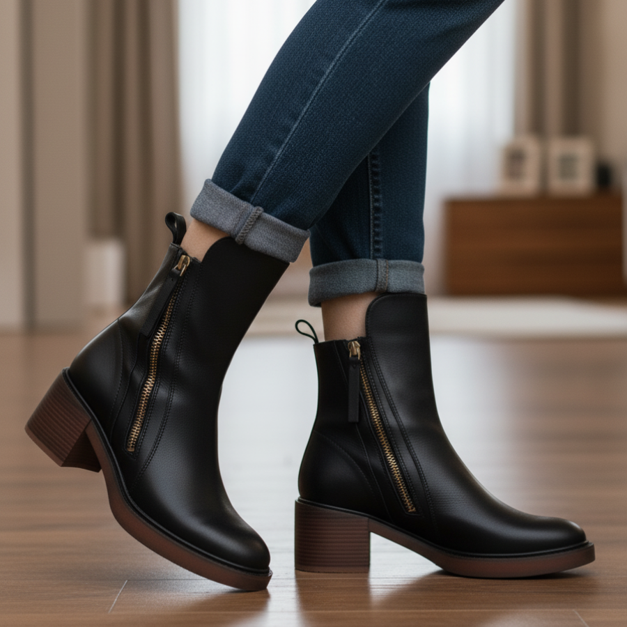 Maren | Women's Faux Leather Side Zip Ankle Boots