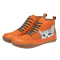 Maribel | Women's Cat Print Lace-Up Ankle Boots