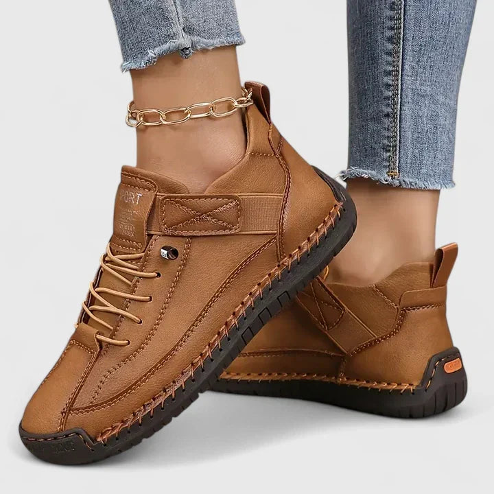 Matilde | Women's Cushioned Strap Lace-Up Trainers