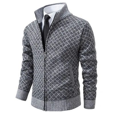Miles | Men's Diamond Knit Zip Up Cardigan