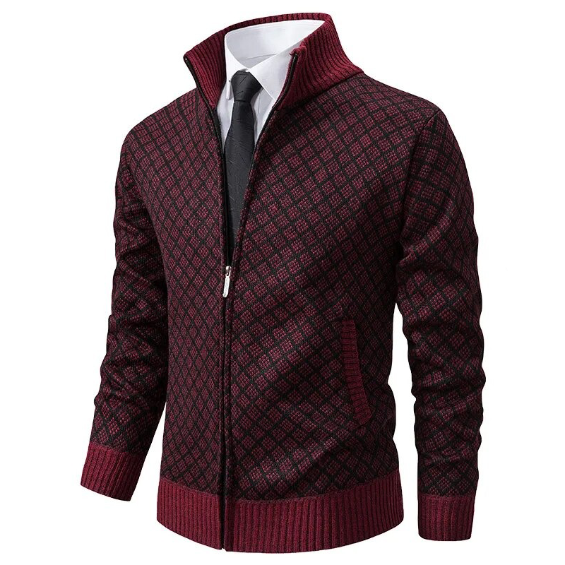 Miles | Men's Diamond Knit Zip Up Cardigan