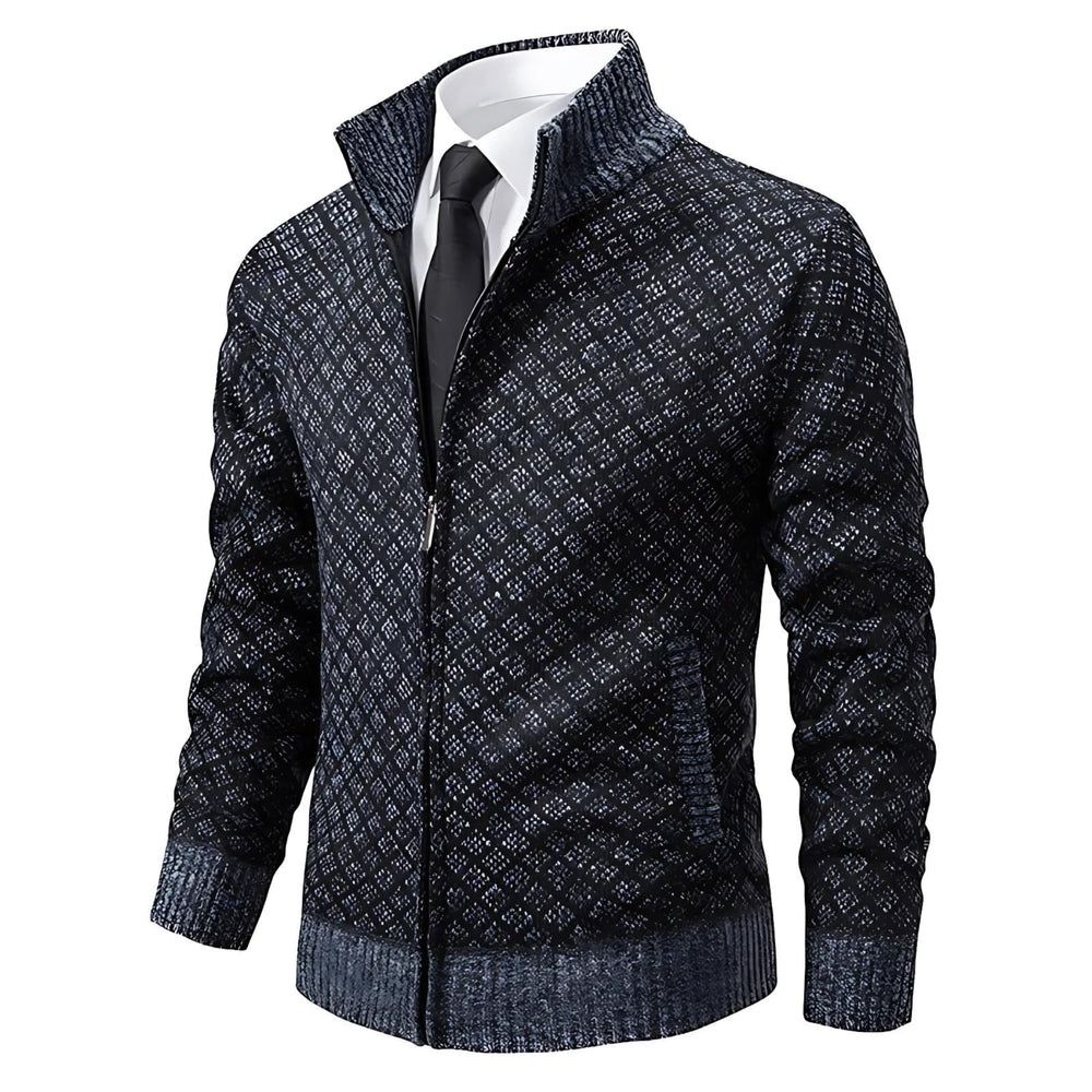 Miles | Men's Diamond Knit Zip Up Cardigan