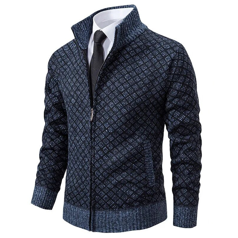 Miles | Men's Diamond Knit Zip Up Cardigan