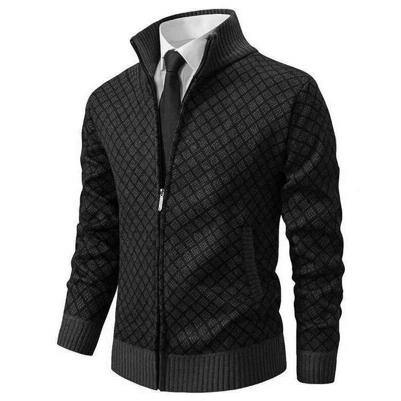 Miles | Men's Diamond Knit Zip Up Cardigan
