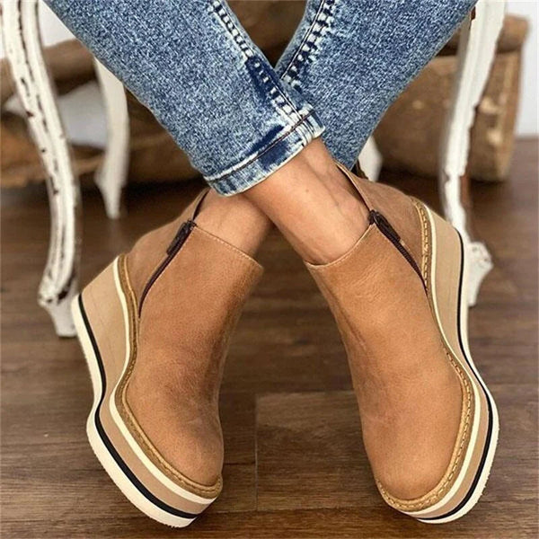 Miriam | Women's Faux Leather Wedge Ankle Boots