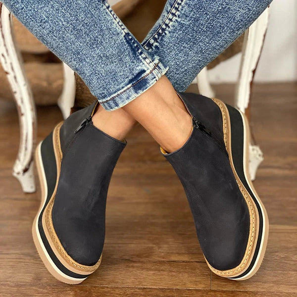 Miriam | Women's Faux Leather Wedge Ankle Boots