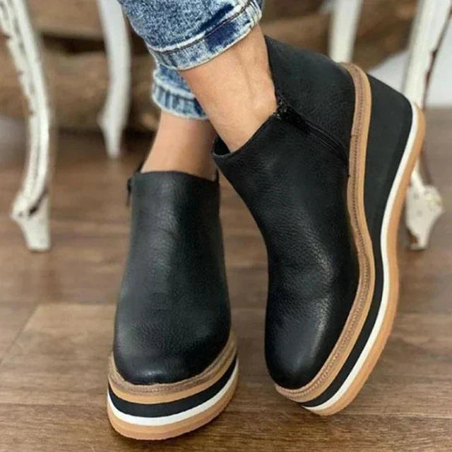 Miriam | Women's Faux Leather Wedge Ankle Boots