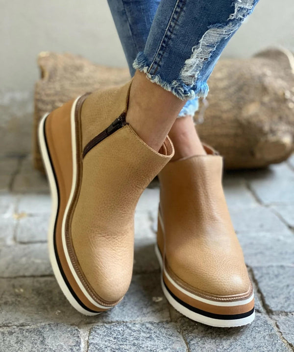 Miriam | Women's Faux Leather Wedge Ankle Boots
