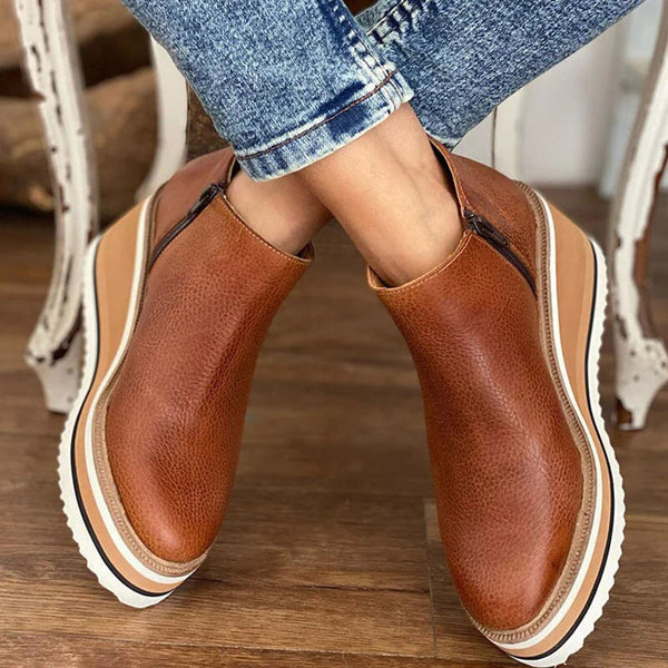 Miriam | Women's Faux Leather Wedge Ankle Boots