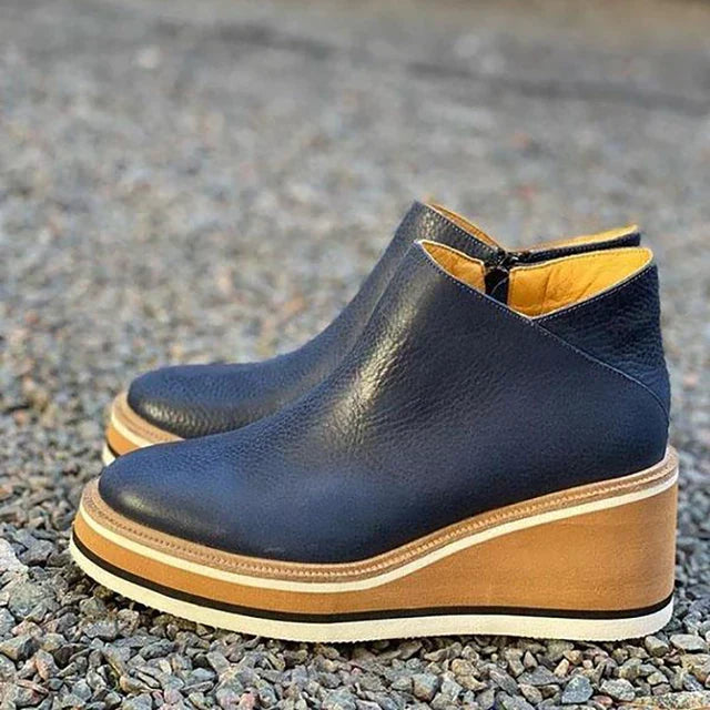 Miriam | Women's Faux Leather Wedge Ankle Boots