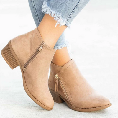 Nadia | Women's Side Zip Block Heel Ankle Boots