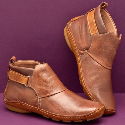 Nell | Women's Flat Leather Ankle Boots