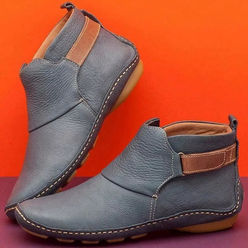 Nell | Women's Flat Leather Ankle Boots