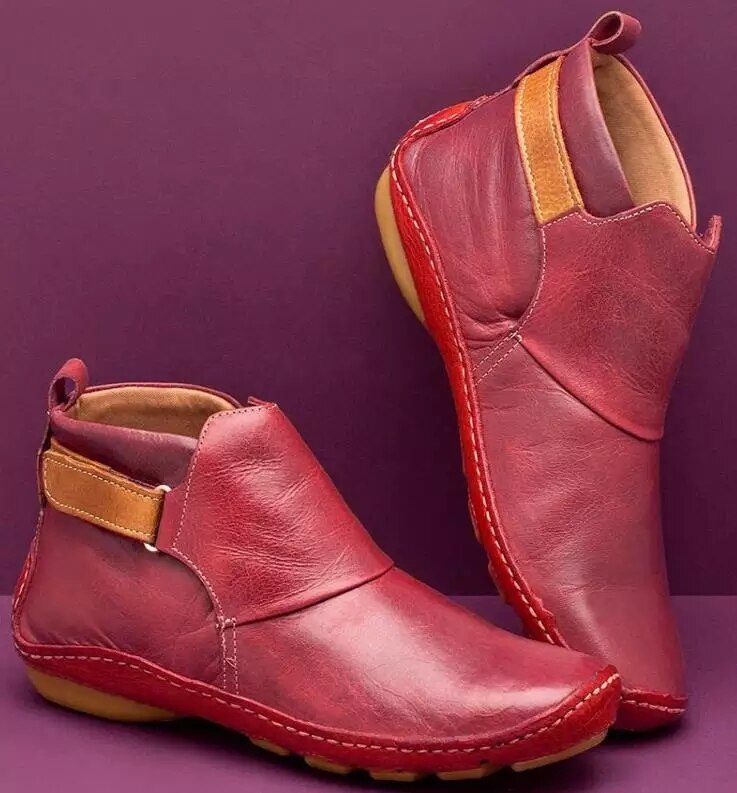Nell | Women's Flat Leather Ankle Boots