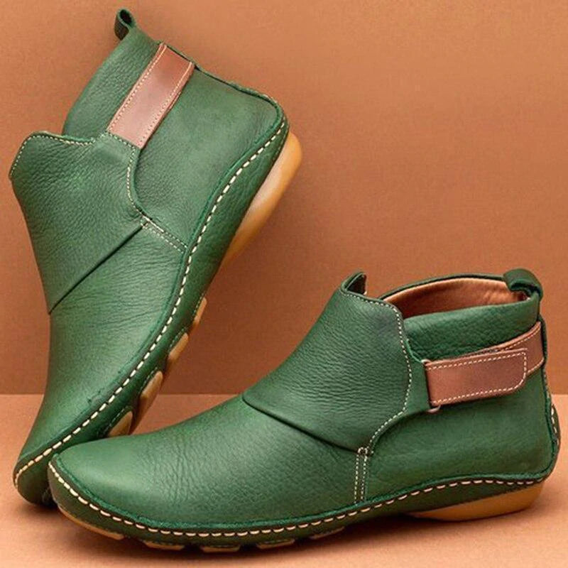 Nell | Women's Flat Leather Ankle Boots