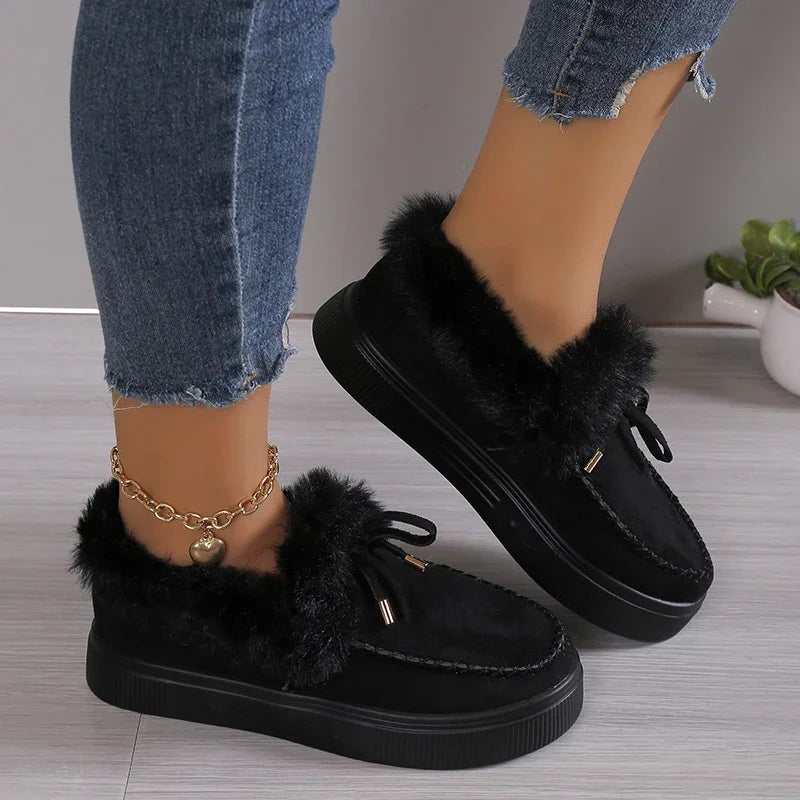 Nerissa | Women's Faux Fur Trim Flat Ankle Boots