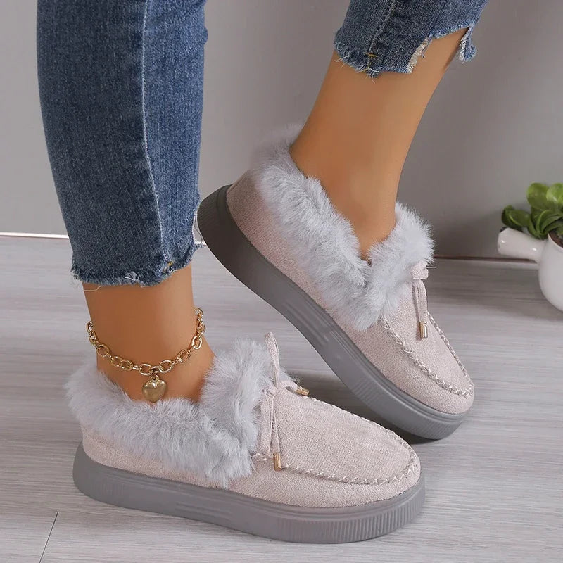 Nerissa | Women's Faux Fur Trim Flat Ankle Boots