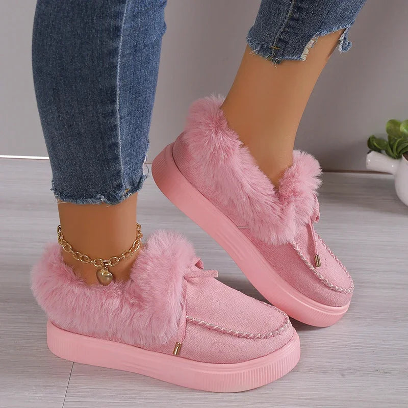 Nerissa | Women's Faux Fur Trim Flat Ankle Boots