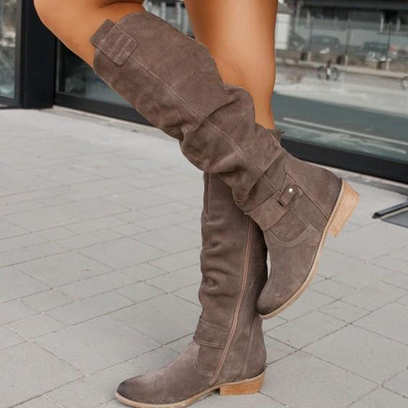 Persephone | Women's Suede Slouch Knee High Boots