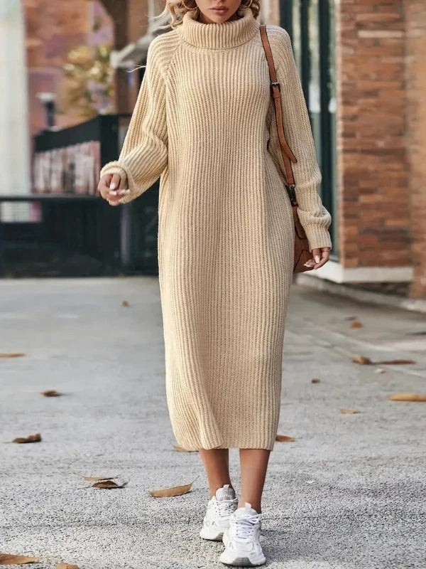 Philippa | Women's Roll Neck Ribbed Jumper Dress