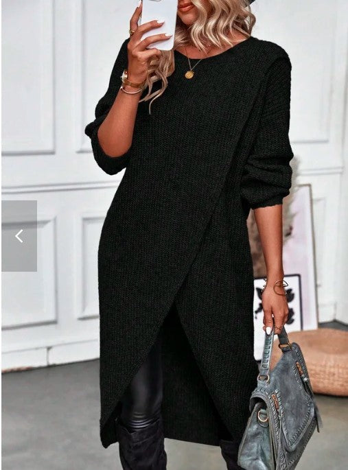 Ramona | Women's Wrap Front Knit Jumper Dress