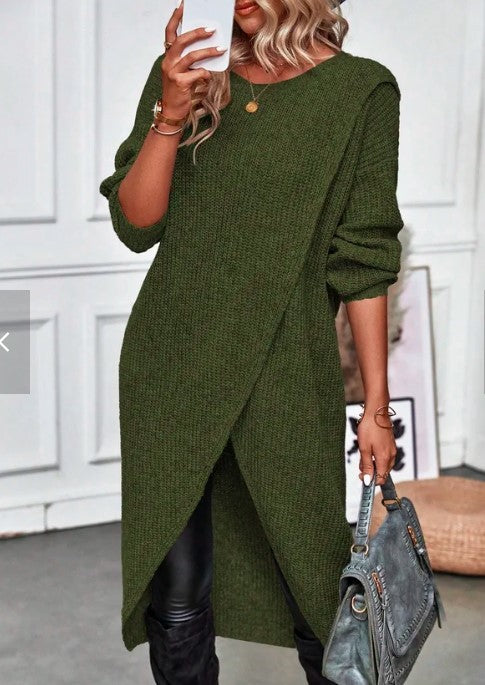 Ramona | Women's Wrap Front Knit Jumper Dress