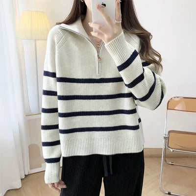 Rowena | Women's Striped Half Zip Jumper