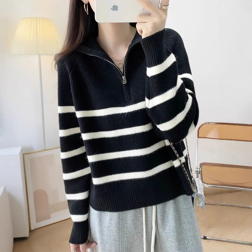 Rowena | Women's Striped Half Zip Jumper