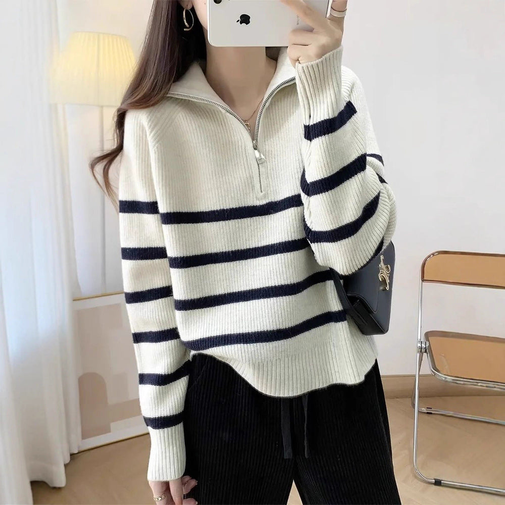 Rowena | Women's Striped Half Zip Jumper