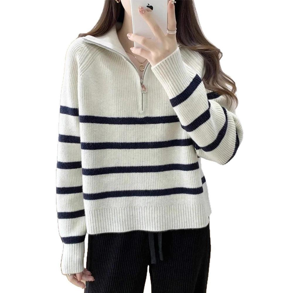 Rowena | Women's Striped Half Zip Jumper