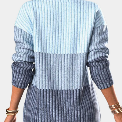 Saskia | Women's Colour Block Zip Neck Jumper