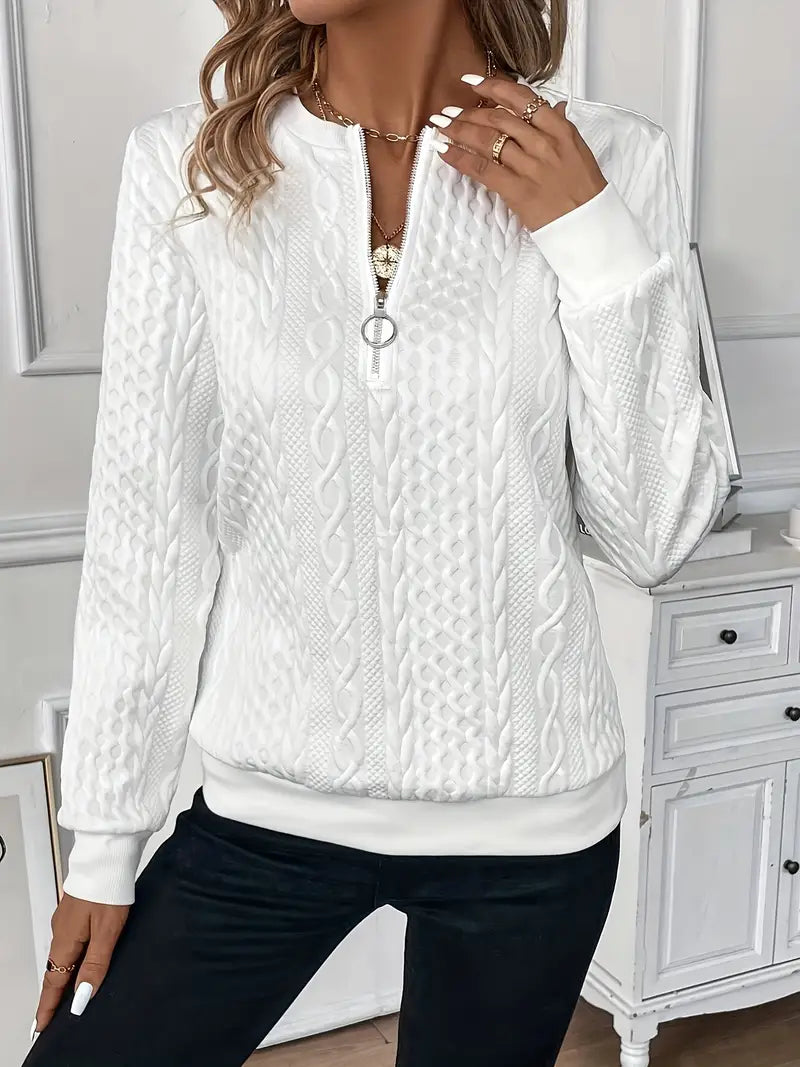Seraphina | Women's Cable Texture Half Zip Jumper