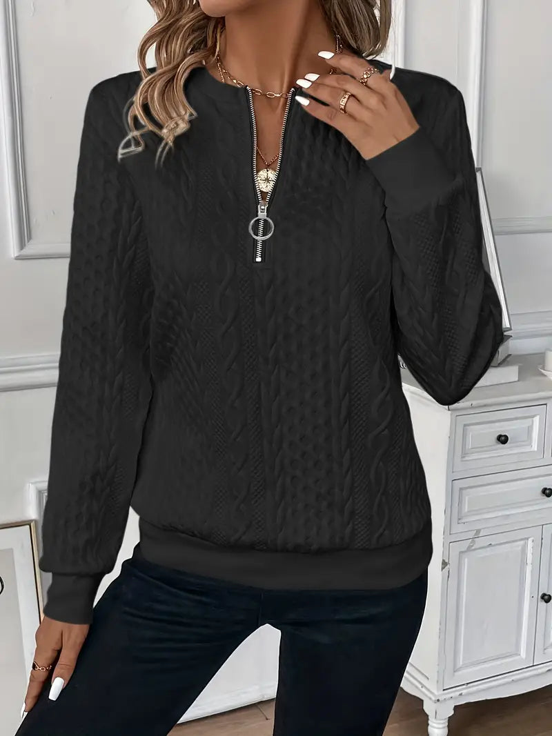 Seraphina | Women's Cable Texture Half Zip Jumper