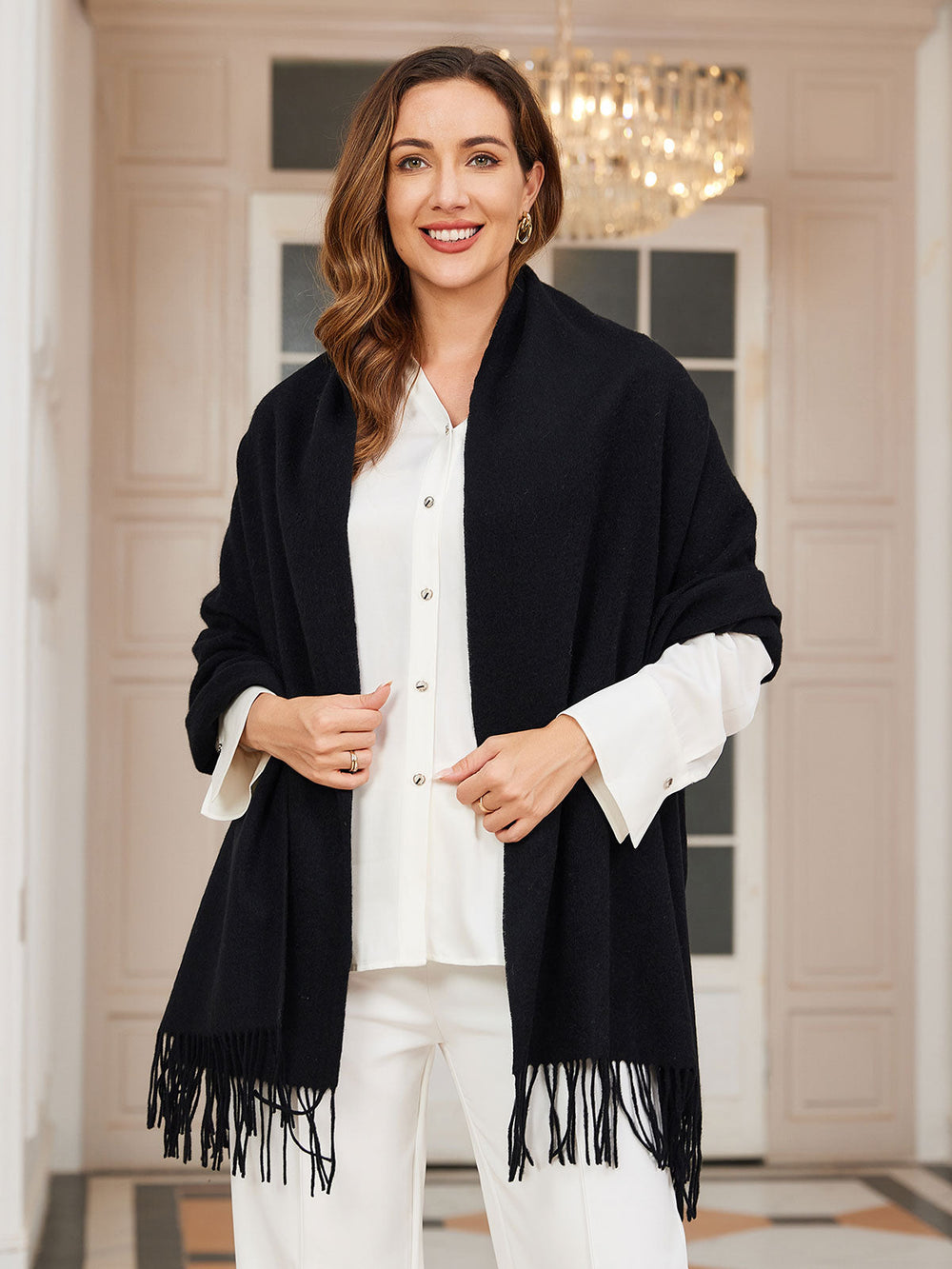 Simone | Women's Wool Fringe Shawl Scarf