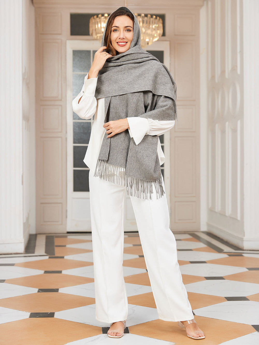 Simone | Women's Wool Fringe Shawl Scarf